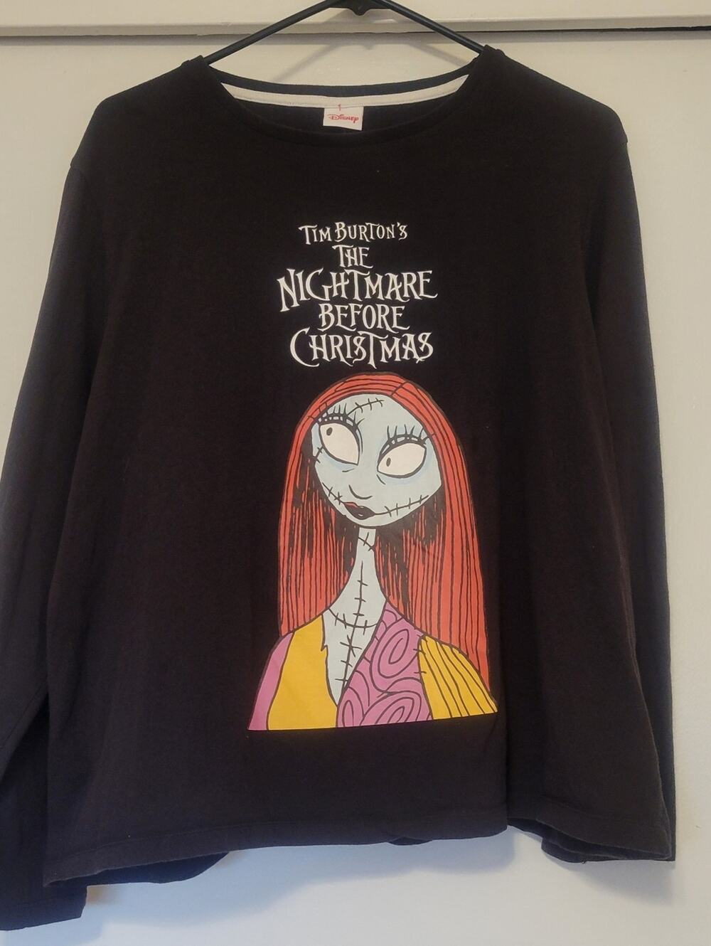 Disney Nightmare Before Christmas Sally Shirt Womens XL Black Long Sleeve
